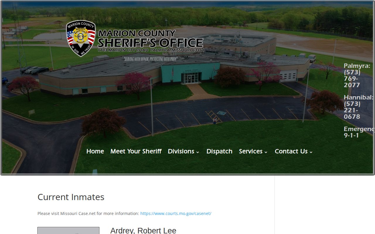 Marion County Jail current custody list for Ralls County release verification