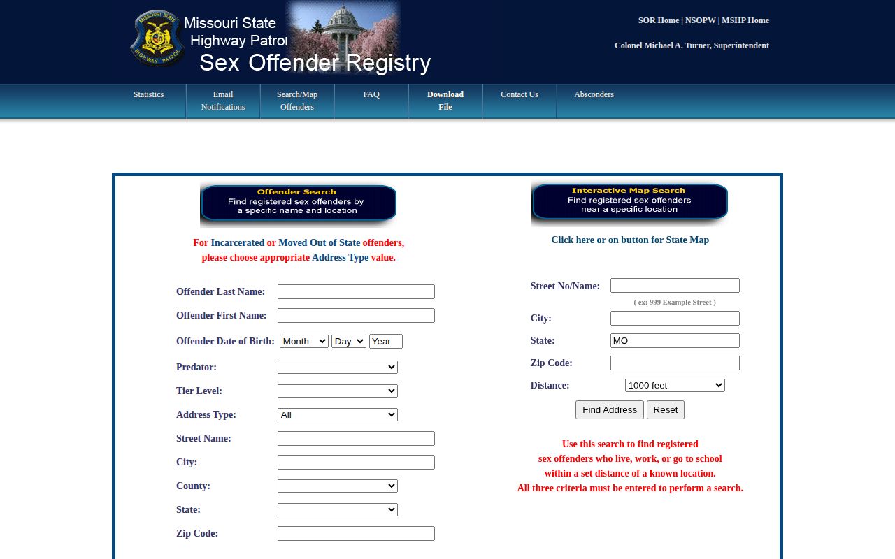 Missouri registry photo search for limited Ralls County released inmate records